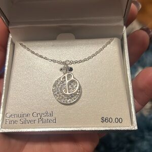 Genuine crystal "B" initial necklace
